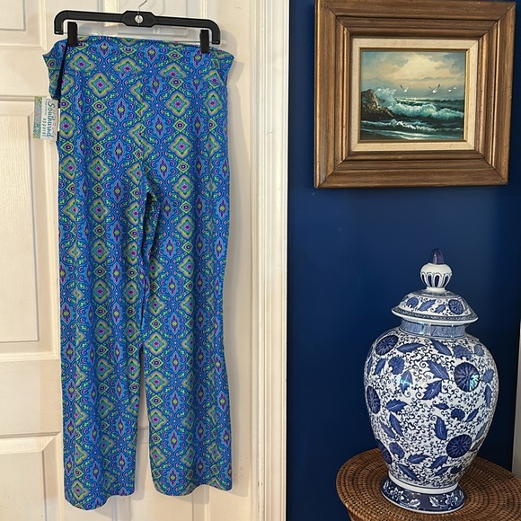 NWT Women’s Southwind Apparel Blue Multi Color Nylon & Spandex Wide Leg Pants - Picture 8 of 10